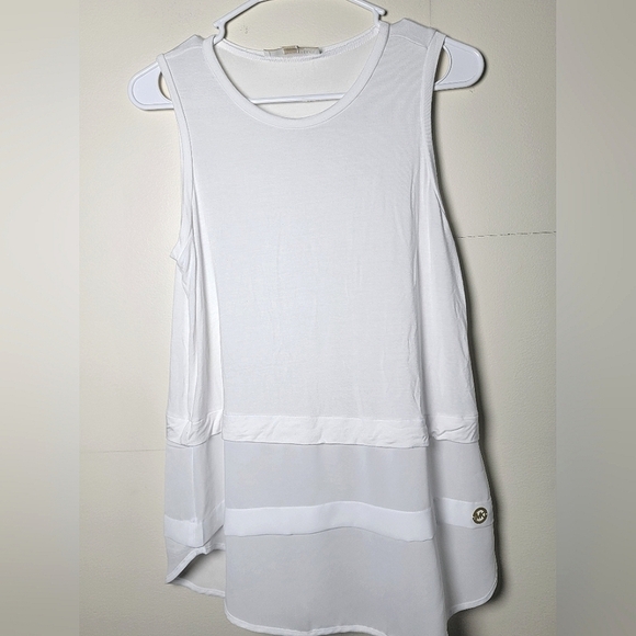 Women's Michael Kors White Layered Flowy Tank Top, Size Medium - Picture 1 of 3